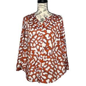 Collective Concepts (M) Animal Print Roll Tab Button Front Blouse - Stitch Fix